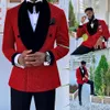 Glitter Red Sequins Mens Suits Groom Wear Wedding Blazer Tuxedos Formal Business Prom Pants Coat Jacket 3 Pieces