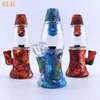 wholesale 7.3 inch Glass Bubbler Pipes Hookah Fountain Design Smoke Filter Pattern Style Silicone bongs Glass Oil Burner Water Pipe