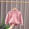 Boys and girls sweater pullover round neck autumn and winter knitted cotton cashmere cute children's bottoming shirt Y1024