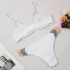 Bikinisuppsättning 2022 Brasiliansk bikini badkläder kvinnor baddräkt fast färg sexig push up bad baddräkt strandkläder sommar