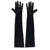 2021 NEW Party Hats Women's Evening Formal Gloves 22 Long Black White Satin Finger Mittens1