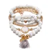 Set di quattro pezzi di fili di perline di amuleto di pietra naturale turchese bianco gioielli di preghiera di moda bracciale da donna Kent22