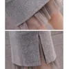 Bodycon Skirts Women Spring Autumn New Style Mesh patchwork Skirts Fashion Open Slit Slim Gray Pencil Skirt women X0428