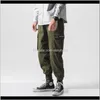 Vêtements Vêtements Drop Livraison 2021 Mens Casual Hip Hop Tide Sports Sports Pantalons Mâle Lettre Poches d'impression Pantalon Harlan Beam Ouvrir Pantalon K0GT