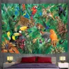 Tapisserie animale Tenture murale de palmier tropical motif de fleur tapisserie bohème décoration de la maison tapis de yoga couverture de canapé 210609