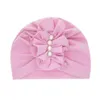 15755 Infant Baby Hat Pläterad Headwear Solid Färg Barnbarn Barn Barn Barn Mössor Turban Hattar 10 färger