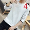 Men's Long Sleeve T-Shirt Korean Trend Autumn and Winter Plus Velvet Cotton Bottoming Shirt Top 210420