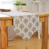NAPEARL 1 Piece Sale 30x180cm Blue White Tree Pattern Linen Table Runner Dinner Towel Cloth For Christmas Decortaion 210628