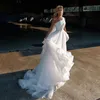 Gelin Parti Abiye 2022 Bir Omuz Ülke Gelinlik Organze Kayış Pleats Beyaz Boho A-Line Beach Vestidos de novia Mariage