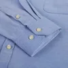 メンズロングスリーブオックスフォード格子縞ストライプカジュアルシャツフロントパッチチェストポケットレギュラーフィットボタンダウンカラー厚いワークシャツ210410