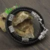 Bracelet nordique Viking Bracelet en cuir perles tête de Dragon bijoux en argent hommes cadeaux de mode Melv22