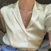 Summer Women Satin Blouse Short Sleeve Pink Solid Casual Shirt Sexy Tops 210415