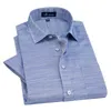 Sommar Kortärmad Turndown Collar Linne Mjukt Bekväm Cool Plaid Print Solid Business Mens Shirts 9Colors S till 4XL Storlek 210721