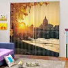 Curtain & Drapes In The Sunset Curtains European Old Castle 3d Landscape For Living Room Bedroom Blackout