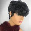 Wholesale Short Bob Wig Pixie Cut Brazilian Virgin Human Hair No Lace Front Wigs With Bangs Glueless For Black Women