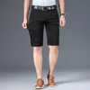 Estilo clássico verão homens magro calções casuais negócio moda cor sólida cor elástica força de algodão cáqui curto calça 210714