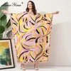 Fashion Runway Loose Maxi Dress Women Elegant Ethnic Print Chiffon Long Batwing Sleeve Oversize Dressing Gowns 210524