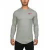 Mesh lange mouwen T-shirt strakke sportscholen kleding heren nieuwe merk tops Tees Homme Solid Quick Dry Bodybuilding Fitness T-shirt 210421