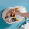 Trousse de maquillage rangement sans poinçon mural pour salle de bain cosmétiques articles de toilette miroir WC accessoires 210423