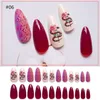 24pcs Almond Fake Nails Patch 6 Styles 3D Detachable False Fingernails Press on Full Cover DIY Nail Art Tips Manicure