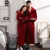 Flanel Kadınlar Cornes Kimono Hombre Sıcak Kalın Uzun Pijama Erkekler Bornoz Rahat Kış Boy Ev Giyim Ince Pijama 210524