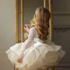 반짝이 푸른 꽃 소녀 드레스 2022 스팽글 아기 소녀 드레스 푹신한 공주 귀여운 작은 아이들 생일 첫 친교 공식 이벤트 착용 가운 유아 유아 십대