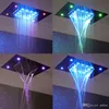 Conjunto de chuveiro de chuva oculto, acessório para banheiro, 360x500mm, cascata, cabeça de chuveiro, termostática, 3 maneiras, válvula desviadora, grande led, banho