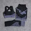 Mulheres fitness esporte yoga terno seamless conjuntos de manga comprida roupas femininas gym ternos vestir roupas de corrida 210802