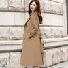 FTLZZ Autumn Winter Women Women Terctlar Twonder Double Breadted Trench Office Lady Stand Long Trench مع حزام 210915