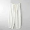Primavera verão plus tamanho calças homens 12xl 11xl 10xl 9xl 8xl 7xl cintura 170 cm calças de linho de algodão solto calças g0104