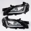 2PCS Car DRL For Hyundai Tucson 2019 2020 LED fog lamp cover daytime running lights with yellow turn signal Daylight