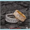 Band Jewelrygiallo placcato oro bianco Bling T Cz Diamond Rings Uomo Donna per la festa nuziale Bel regalo Drop Delivery 2021 Legy2