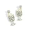 Couleur blanche perle Champagne pétillant boucles d'oreilles pour les femmes à la mode couleur or strass perlé boucles d'oreilles Bijoux faits à la main