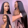 Perucas de cabelo humano brasileiro de renda longa e reta de 28 30 polegadas de fechamento sintético peruca frontal para mulheres
