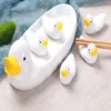 6pcs Lovely Duckling Chopstick Holder Set Support Fork Coffee Spoon Mini Creative Dish Dinnerware Duck Stand Kithchen Tools