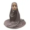 イスラム教徒の女性ガールズハザブイスラムスカーフアミラキャップソリッドカラーソフトラインストーンワンピースビッグヘッドスカーフアラブヘッドラップ新しい卸売