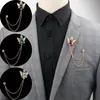 Pins, broches noivo rhinestone cadeia lapel pino crystal tassel broche terno jóias luxo homens acessórios