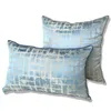 Lätt lyxig soffa kudde täcker Grid Blue Green Modern Simplicity Pillow Casecases europeiska högkudde kuddfodral täcker hembäddsdekor 210401