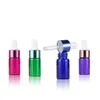 3ML bleu vert violet rose or 3 ml bouteille de goutte de verre vide petite bouteille d'huile essentielle avec capuchon coloré pour Echantillon liquide