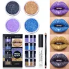 4kleur / set glitter vloeibare lippenstift glanzende diy lip glanst diamant waterdichte langdurige lipgloss kit met ogen lippen borstels