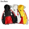 Una Reta Hooded Jackets Men Patchwork Color Block Pullover Jacket Fashion Tracksuit Coat Men Hip Hop Streetwear