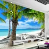 Papier peint 3D Sea Sea Beach Coconut Arbre Paysage Marin Peinture Salon Moderne Salon Salon Sofa TV Fond Mur Papier Étanche