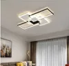 Moderne LED Kroonluchter voor Woonkamer Slaapkamer Studie Home Zwart Rechthoek Plafondlamp met afstandsbediening Dimbare verlichting