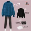 Women Autumn Winter Sweaters Plus Size Turtleneck Casual Japan Style Lazy Outer Wear Plumpy Pullovers Female Tops Blue GX1232 210506