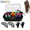 Hair Curler 15pcs Hot Rollers Set Ceramic Curlers Sticks Tubewith Gloves Clips for Dry Wet Long Short Curly 220304