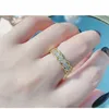 Kvinnor Diamond Row Ring Band Finger Gold Open Justerbara klusterringar Svansengagemang Bröllop Fashion Jewelry Will och Sandy