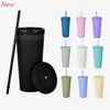 15 couleurs tasses en plastique avec pailles Macaron couleur tasses d'eau PE 22OZ solide plaine brèves bouteilles d'eau en stock FY4489