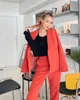 Street Cool Fashion Blazer Suits Orange Women Business Pants Suit Leisure Ladies Club Party Wedding Outfit (Jacket+Pants)