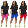 Nieuwe Zomer Vrouwen katoenen trainingspakken korte mouw outfits zwarte T-shirts + korte broek tweedelige set plus size jogger pak casual sportkleding brief trainingspakken 4797