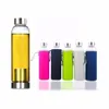 Bottiglia d'acqua in vetro BPA BPA Sport resistenti alla temperatura ad alto contenuto di BPA con bottiglie di infusore di tè maniche nylon da 420 ml FHL306-WY1641